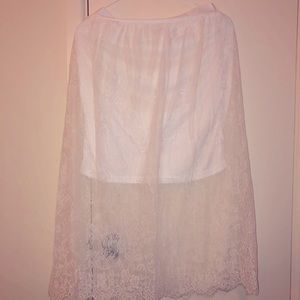 White skirt with lace overlay